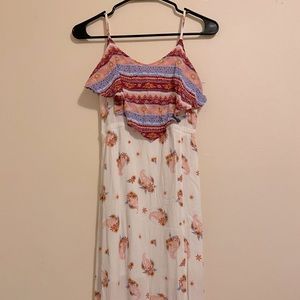 MUDD Women's BoHo Flutter Top Maxi Dress